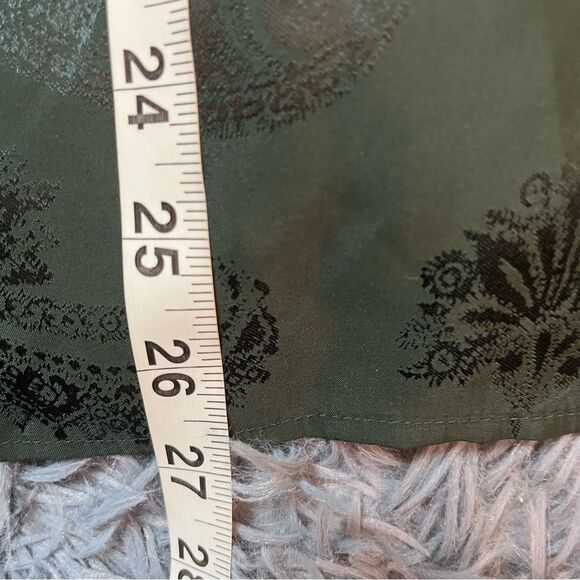 COS Dark Green Paisley Jacquard Satin Silk Tie Back Shirt Size 4 - Picture 4 of 8